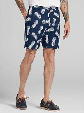 Paisley & Gray Men's Slim Fit Linen Blend Shorts Navy - Size: 36  NWT